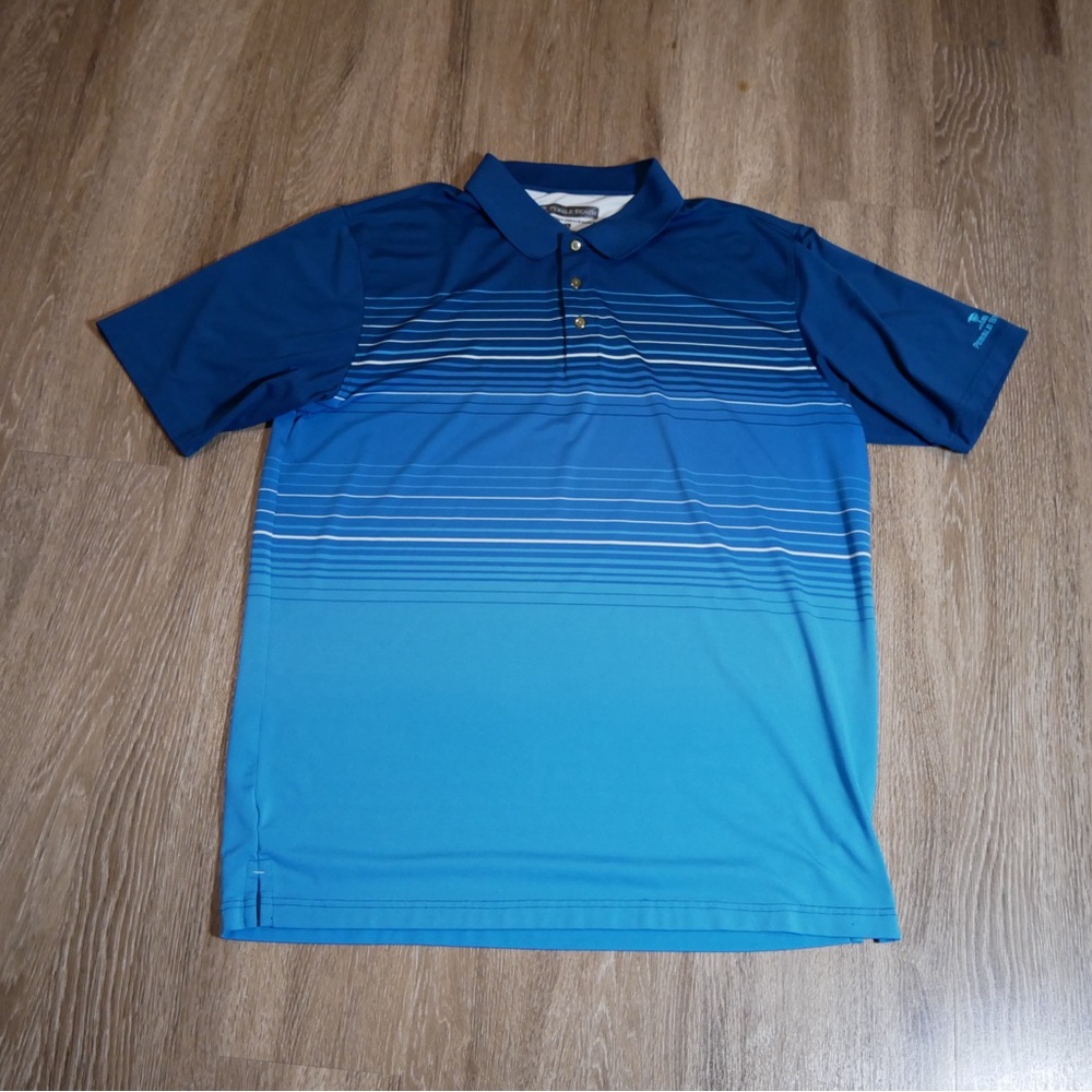 Pebble Beach Mens XL Blue Ombre Striped Dry-Luxe Performance Golf Polo Shirt
